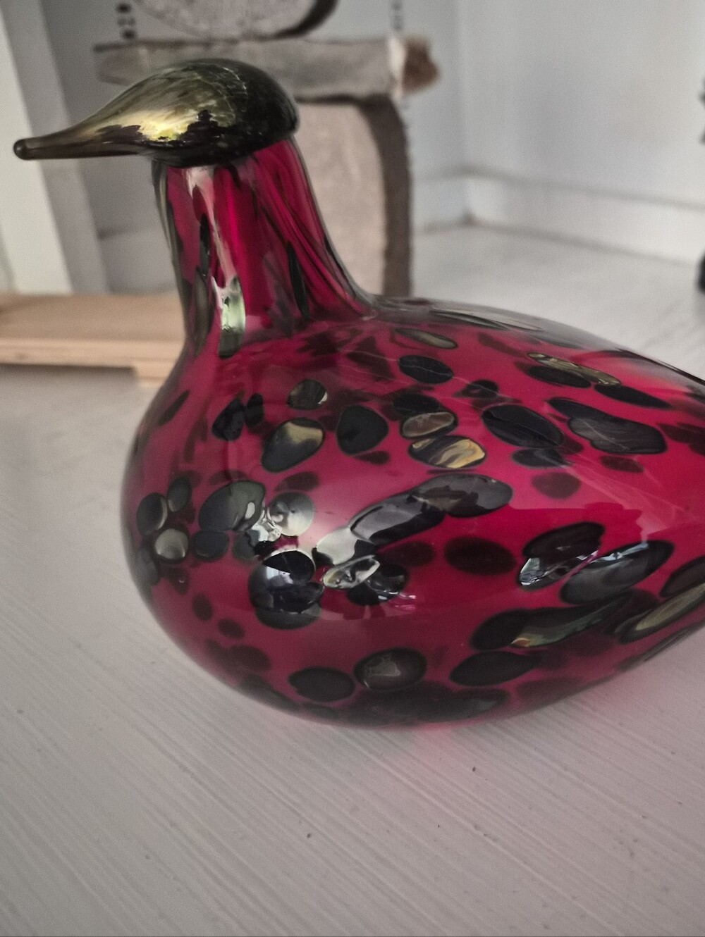 Vintage Oiva Toikka for Iittala Nuutajärvi Ruby Cranberry Glass Figurine Signed - Picture 4 of 9